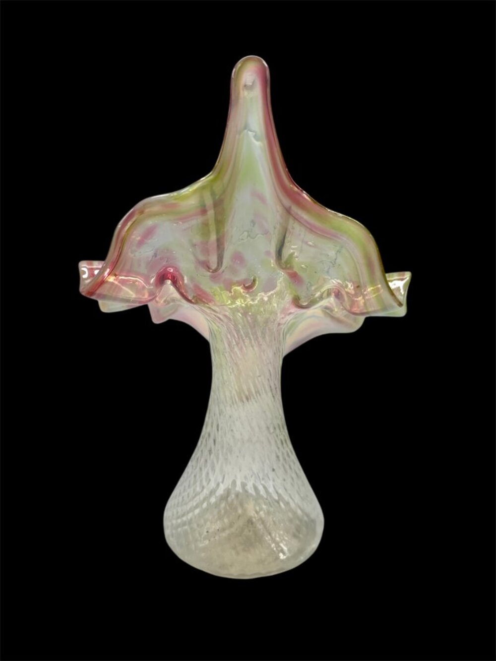 Vintage Victorian-era "Jack-in-the-Pulpit" Hand Blown Art Glass Vase